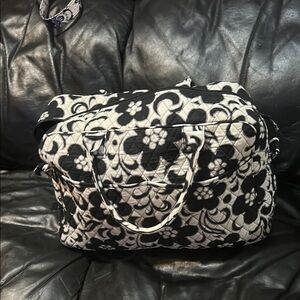 Vera Bradley Black and White Travel Bag with Floral Design
